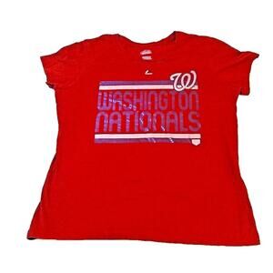 Majestic Fan Fashion Women's Washington Nationals T Shirt XXL Red Shiny MLB